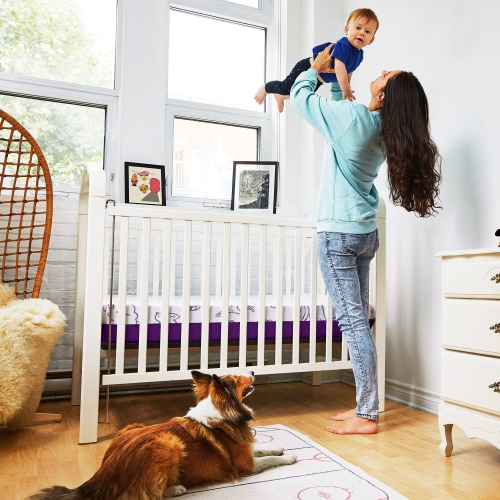 Polysleep Matelas Bébé en Mousse Hybride de Qualité Supérieure - Matelas Imperméable Lit pour Enfant, 100% Fabriqué au Canada - Housse Lavable