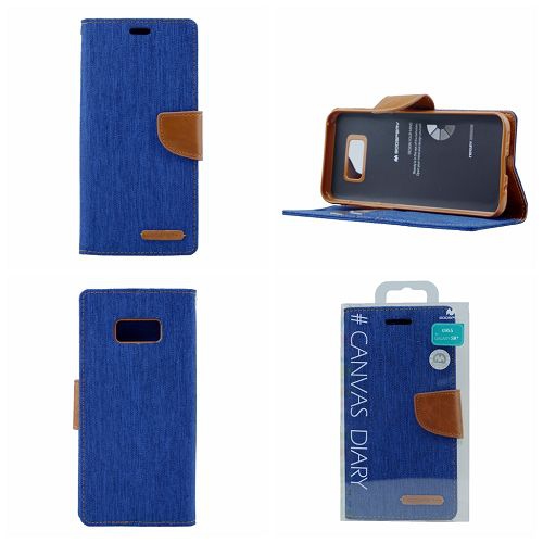 Goospery Canvas Diary Flip pour Samsung S8 Plus, bleu