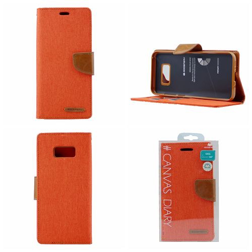 Goospery Canvas Diary Flip pour Samsung S8 Plus, Orange