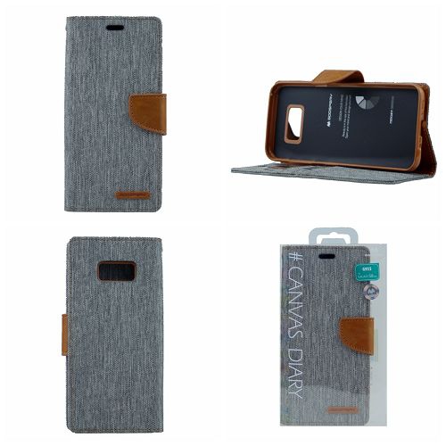 Goospery Canvas Diary Flip For Samsung S8 Plus, Gray