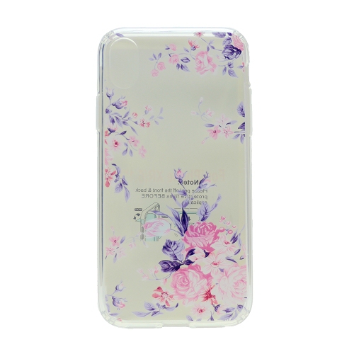 Hard PC Back w/ TPU Bumper+Flower Design CoverPhone Case for iPhone XR,Light Purple