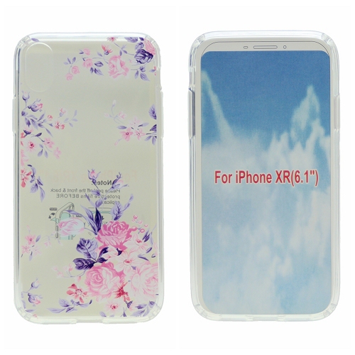 Hard PC Back w/ TPU Bumper+Flower Design CoverPhone Case for iPhone XR,Light Purple