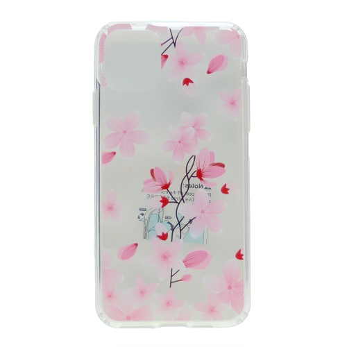 Hard PC Back w/ TPU Bumper+Flower Design CoverPhone Case for iPhone 11 Pro Max,Hot Pink