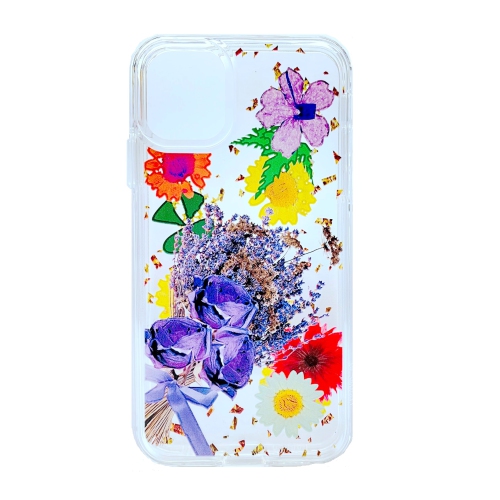 TopSave Double Couche Transparente Dur PC Arrière avec Pare-chocs TPU + Coque De Téléphone De Conception De Fleur En Gaufrage Pour iPhone 11,violet