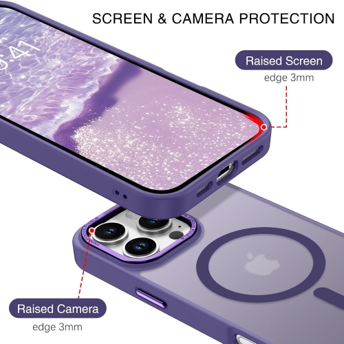 TopSave Strong Magnetic Compatible with MagSafe, Translucent Matte Slim Protective Case with Raised Camera Lens and Metallic Trim For iPhone 16 Pro,
