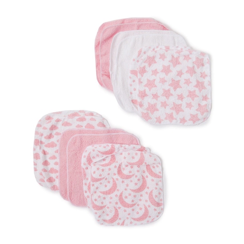 Pink Clouds & Stars Washcloth Set