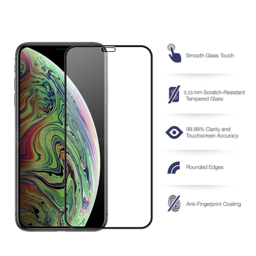 TopSave [couverture bord à bord] Protection complète en verre trempé résistant Apple pour iPhone X, iPhone XS (5.8 po), iPhone 11 Pro (5.8 po)