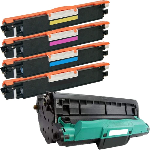 5 Inkfirst Compatible Toner Cartridges & Drum Replacement for HP CE310A CE311A CE312A CE313A CE314A 126A 1 Set + 1Drum