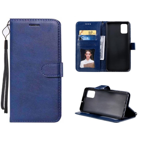 Sièges folio portefeuille à rabat en cuir avec fente pour carte magnétique pour Galaxy A71 de Samsung, bleu marine
