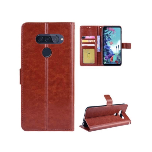 [CS] LG Q70 Case, Magnetic Leather Folio Wallet Flip Case Cover with Card Slot, Brown