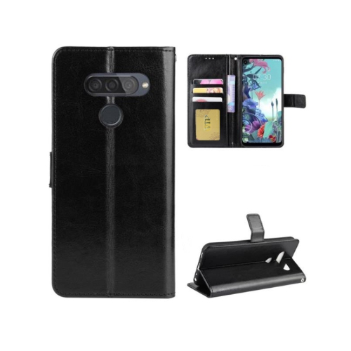 [CS] LG Q70 Case, Magnetic Leather Folio Wallet Flip Case Cover with Card Slot, Black