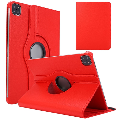 【CSmart】 360 Rotating PU Leather Stand Case Smart Cover for iPad Pro 12.9" 4th 5th Gen. 2020 2021, Red