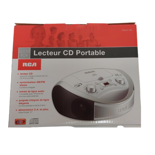 Radio portative avec lecteur CD et radio AM/FM, blanc