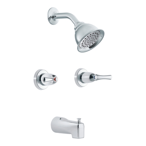 Chrome Double Lever Tub and Shower Faucet