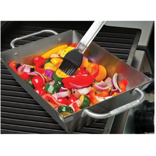 Deep Dish Square BBQ Wok - Stainless Steel