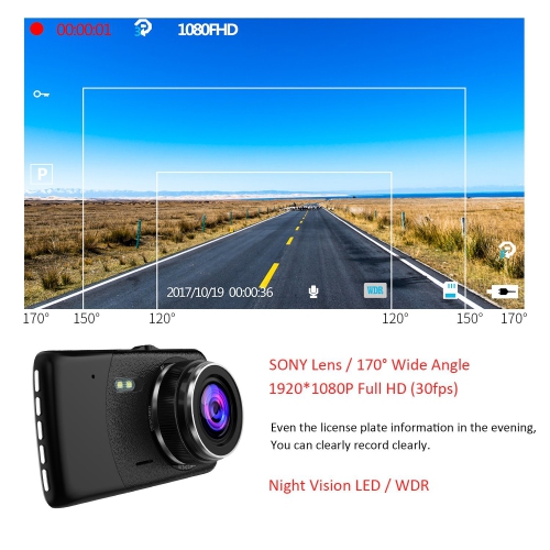 Dash Camera 4.0 Full HD 1080P 170° Motion Detection