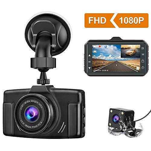 Motion Detection Parking Monitor Dash Cam Front and Rear 2 IPS Screen Night Vision 170° Wide Angle Car Recorder with 32GB Card Loop Recording Dual Dash Cam Front 1080P Rear 720P G-Sensor 