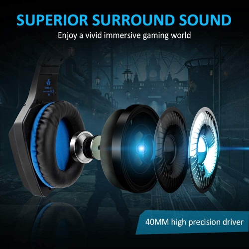 Casque de jeu avec micro pour Xbox One, PS5, PS4, PC, Nintendo Switch playstation 5 - Écouteurs stéréo basses - 3,5 mm - Casque d’écoute léger avec