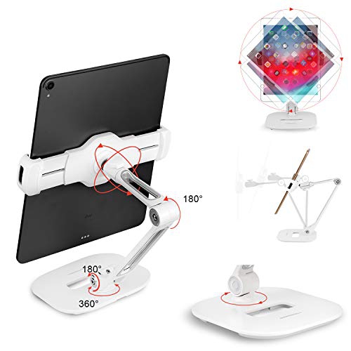 SHOPPINGALL Adjustable Tablet Stand for Any Tablet or Smartphone Between 4.7"-12.9" inches - SA-205D (White)