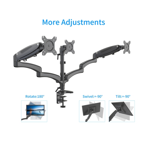 SHOPPINGALL Fully Adjustable Triple Gas Spring LCD Monitor Arm Desk Mount Stand For Three 15"-32" Monitors - SA-GM135D