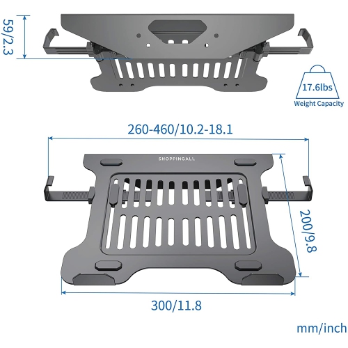 SHOPPINGALL Laptop Mount Tray for Monitor Arms and Stands Fits 75 x 75 and 100 x 100 VESA Mount Holes Fully Secures Laptop - SA-LH03