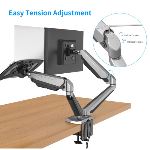Support pour moniteur et portable 2-en-1 à ressort à gaz de SHOPPINGALL entièrement réglable OU deux moniteurs de 15 à 32 po - sa-GM224U+D15