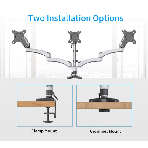 SHOPPINGALL Fully Adjustable Triple Gas Spring LCD Monitor Arm Desk Mount Stand For Three 15"-32" Monitors - SA-GM135D
