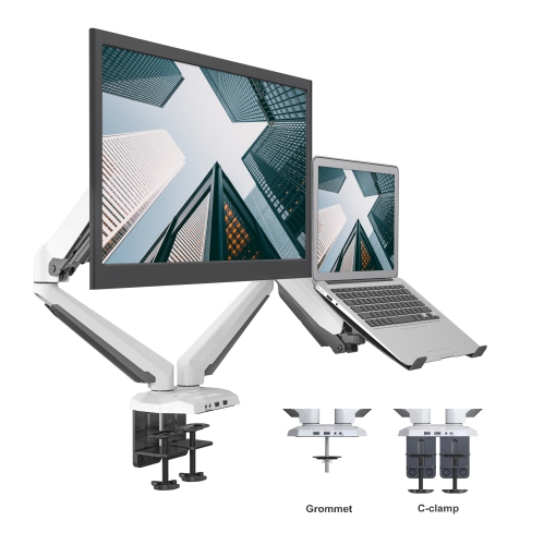 SHOPPINGALL Fully Adjustable Gas Spring 2in1 Monitor & Laptop OR Dual 15"-32" Monitors Mount Stand - SA-GM224U+D15