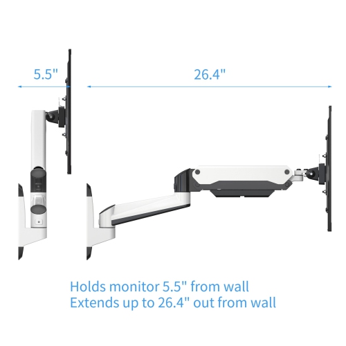 SHOPPINGALL Fully Adjustable Single Gas Spring Monitor Wall Mount Arm LCD for Screens up to 32" - SA-GA12W+A05