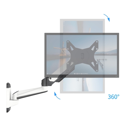 SHOPPINGALL Fully Adjustable Single Gas Spring Monitor Wall Mount Arm LCD for Screens up to 32" - SA-GA12W+A05