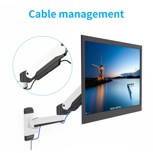 SHOPPINGALL Fully Adjustable Single Gas Spring Monitor Wall Mount Arm LCD for Screens up to 32" - SA-GA12W+A05