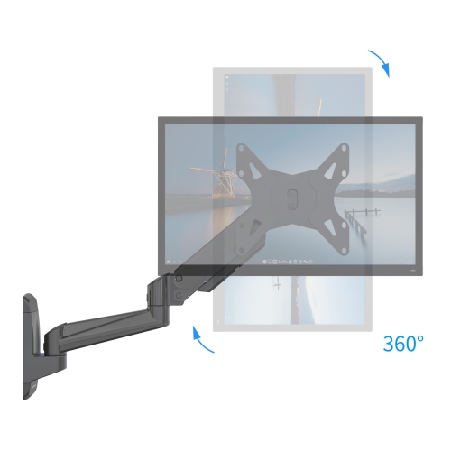 SHOPPINGALL Fully Adjustable Single Gas Spring Monitor Wall Mount Arm LCD for Screens up to 32" - SA-GA12W+A05