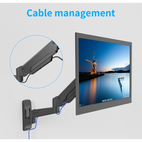 SHOPPINGALL Fully Adjustable Single Gas Spring Monitor Wall Mount Arm LCD for Screens up to 32" - SA-GA12W+A05