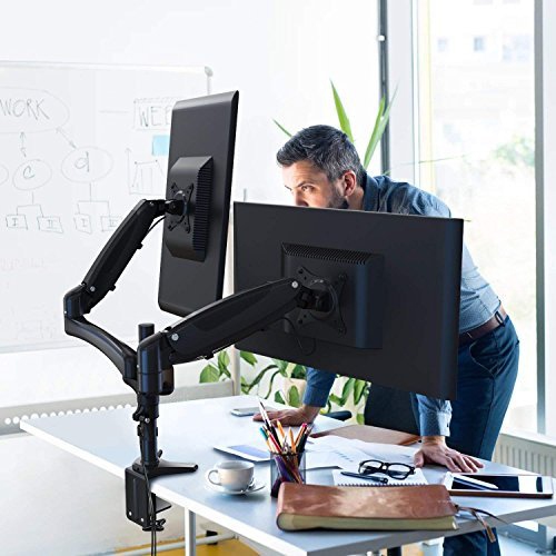 SHOPPINGALL Fully Adjustable Dual Gas Spring LCD Monitor Arm Desk Mount Stand for 15"-32" Monitors - SA-GM124D