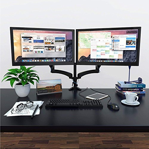 SHOPPINGALL Fully Adjustable Dual Gas Spring LCD Monitor Arm Desk Mount Stand for 15"-32" Monitors - SA-GM124D