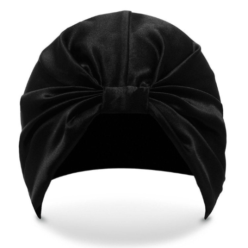 Chideno Mulberry Silk Women's Sleep Cap Turban (Black)