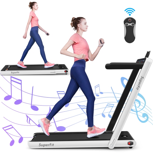 Gymax 2 in 1 Folding Treadmill 2.25HP Running Machine w/ Dual Display