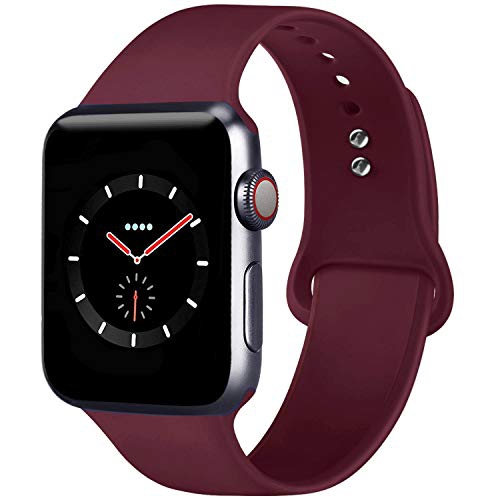 TopSave Watchband for Apple Watch 42/44mm Silicone Replacement Strap for Apple Watch Series 5, 4, 3, 2, 1,Burgundy