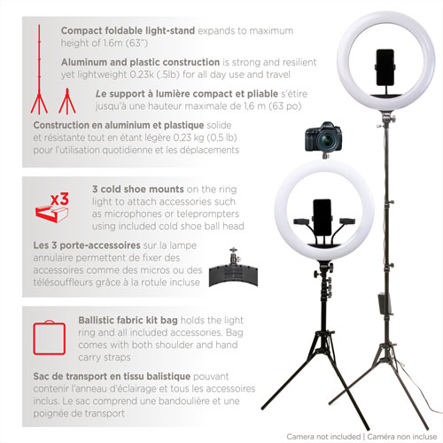 Mobifoto 18" Bi-Colour LED Ring Light Vlog Kit