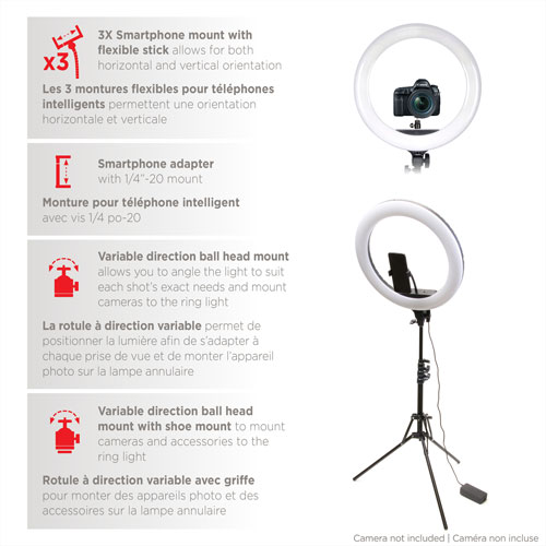 Mobifoto 18" Bi-Colour LED Ring Light Vlog Kit