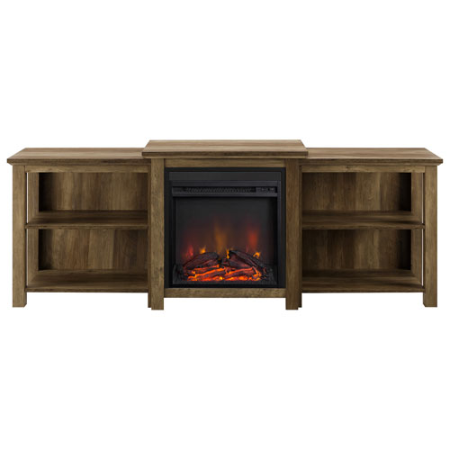 Winmoor Home Open Shelf 78" Fireplace TV Stand - Reclaimed Barnwood