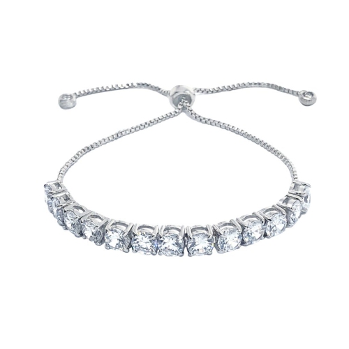 JOHNNYB JEWELRY  Classic Tennis Adjustable Bracelet In In Silver