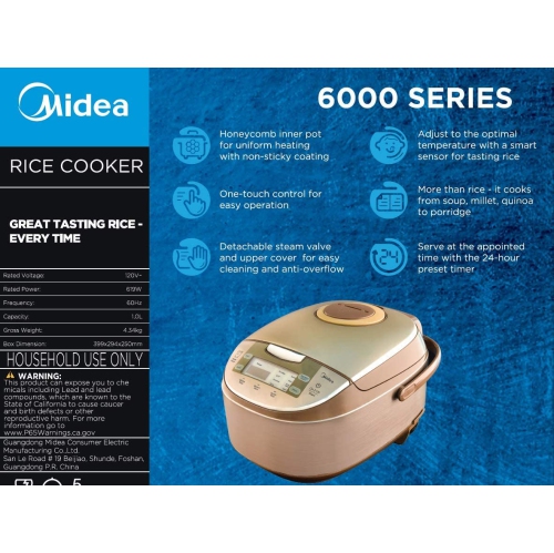 Midea Micom Rice Cooker, Digital Multi-Functional Ricer Cooker/Steamer, Brown Rice, Slow Cooker