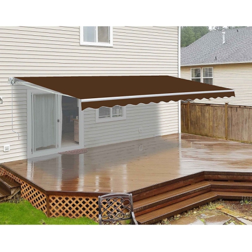ALEKO AW12X10BROWN36 12 X 10 Feet Retractable Home Patio Canopy Awning, Brown Color