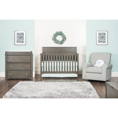 Child Craft Forever Eclectic Flat Top Solid Wood 4-in-1 Convertible Crib - Dapper Grey