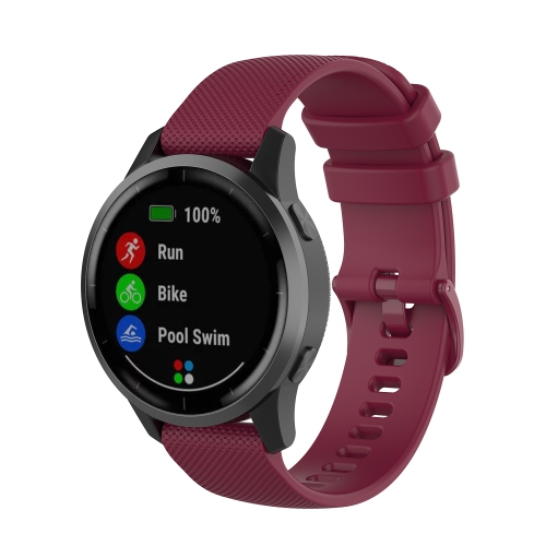 StrapsCo Bracelet de Montre 22mm en Caoutchouc de Silicone pour Garmin Vivoactive 4 - Vin Rouge