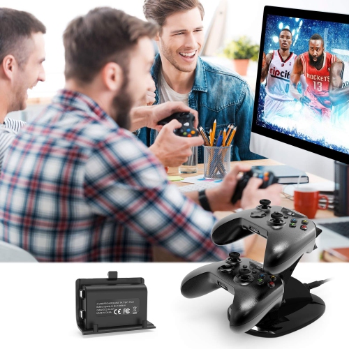 Charging Station 2 Pack Rechargeable Battery for Xbox Wireless Controller Kit One, One S ,Elite Charging