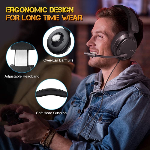 Casque de jeu stéréo de Midolindun pour PS4, PS5, Xbox One, PC avec basse DEL...