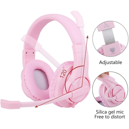 BlueFire PS4 Gaming Headset, Bass Stereo Over-ear Headphone, Kids pink