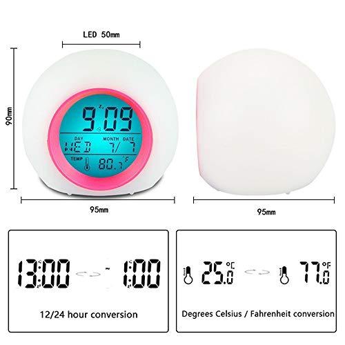 Alarm Clock,Wake Up Light Digital Clock with Indoor Temperature & Red